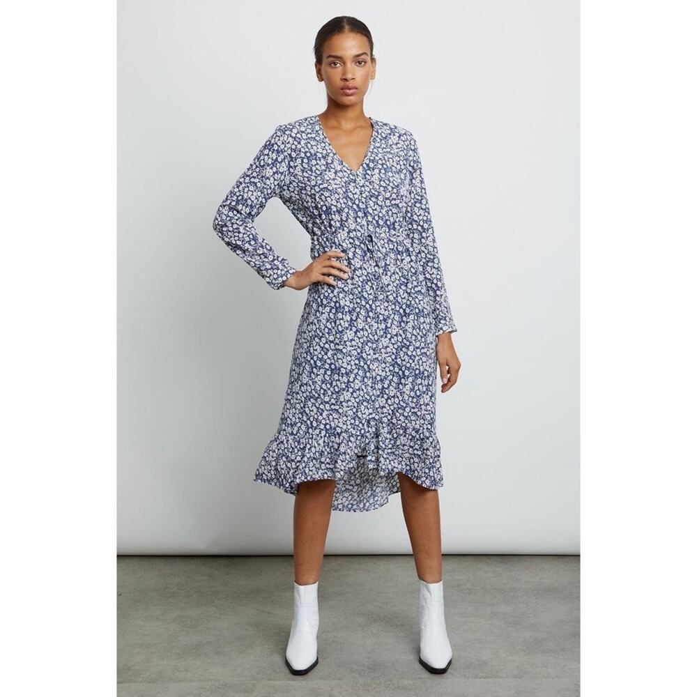 Rails Jade Dress In Navy Camellia High Low Midi Blue Ditsy Floral XL